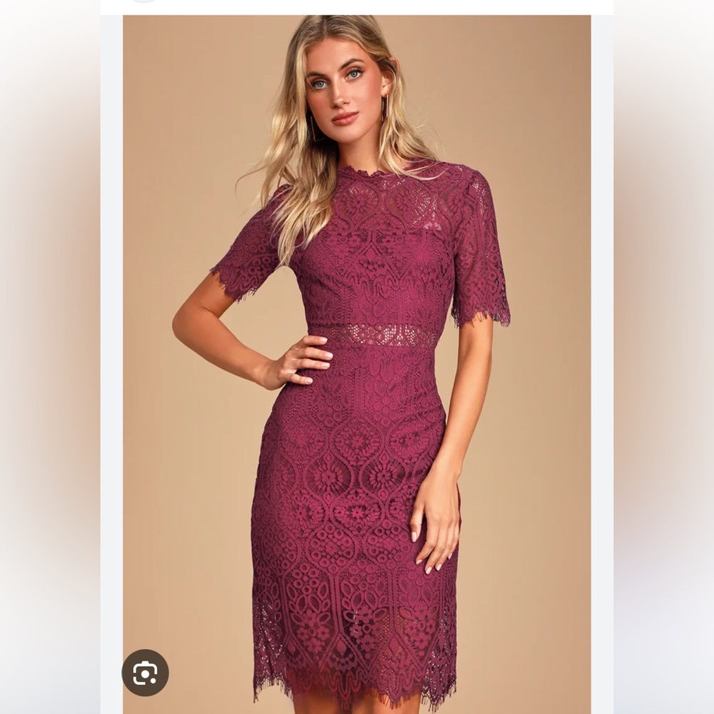 Lulus remarkable Burgundy Lace Dress